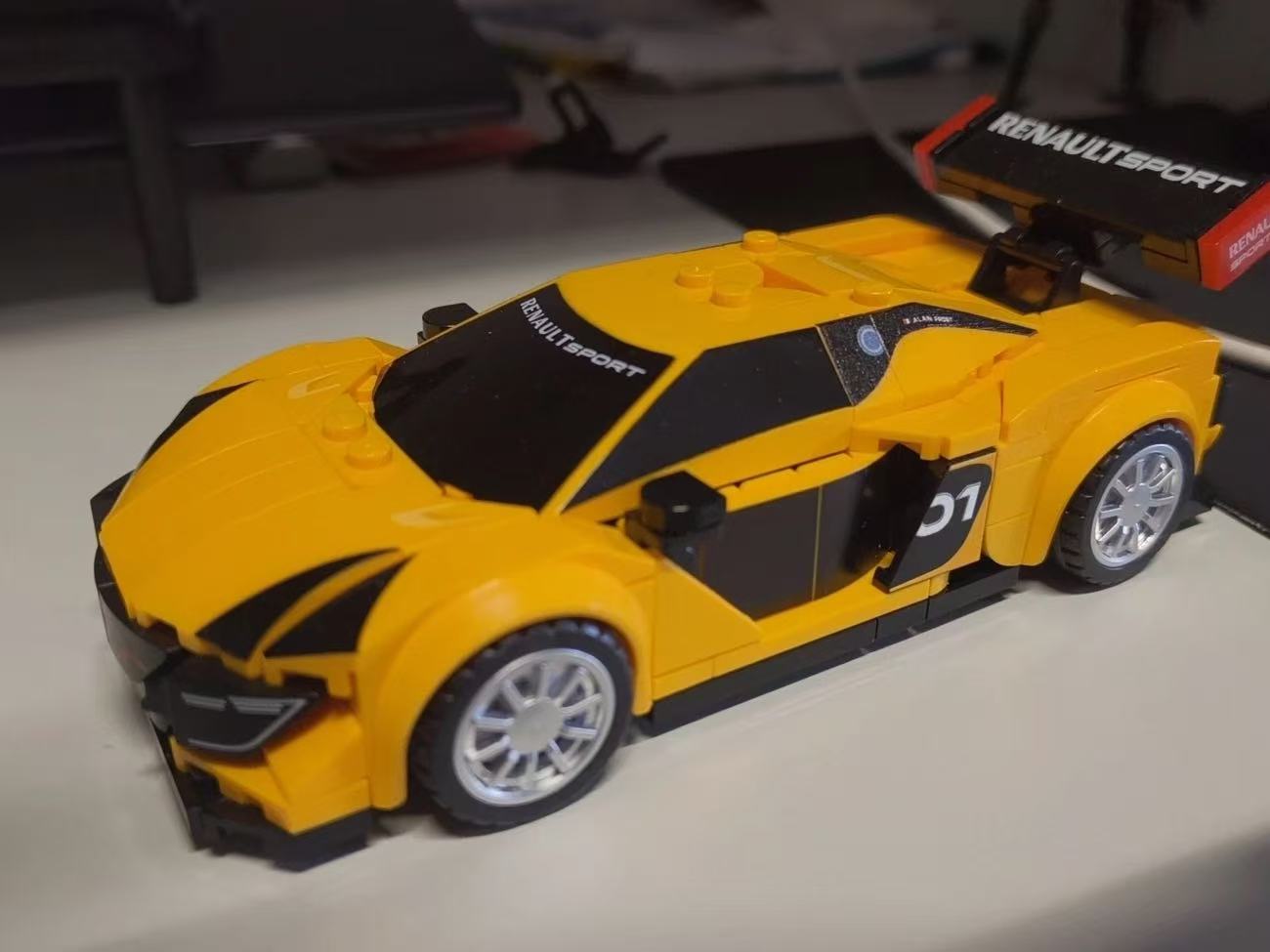 Yellow brick car close-up