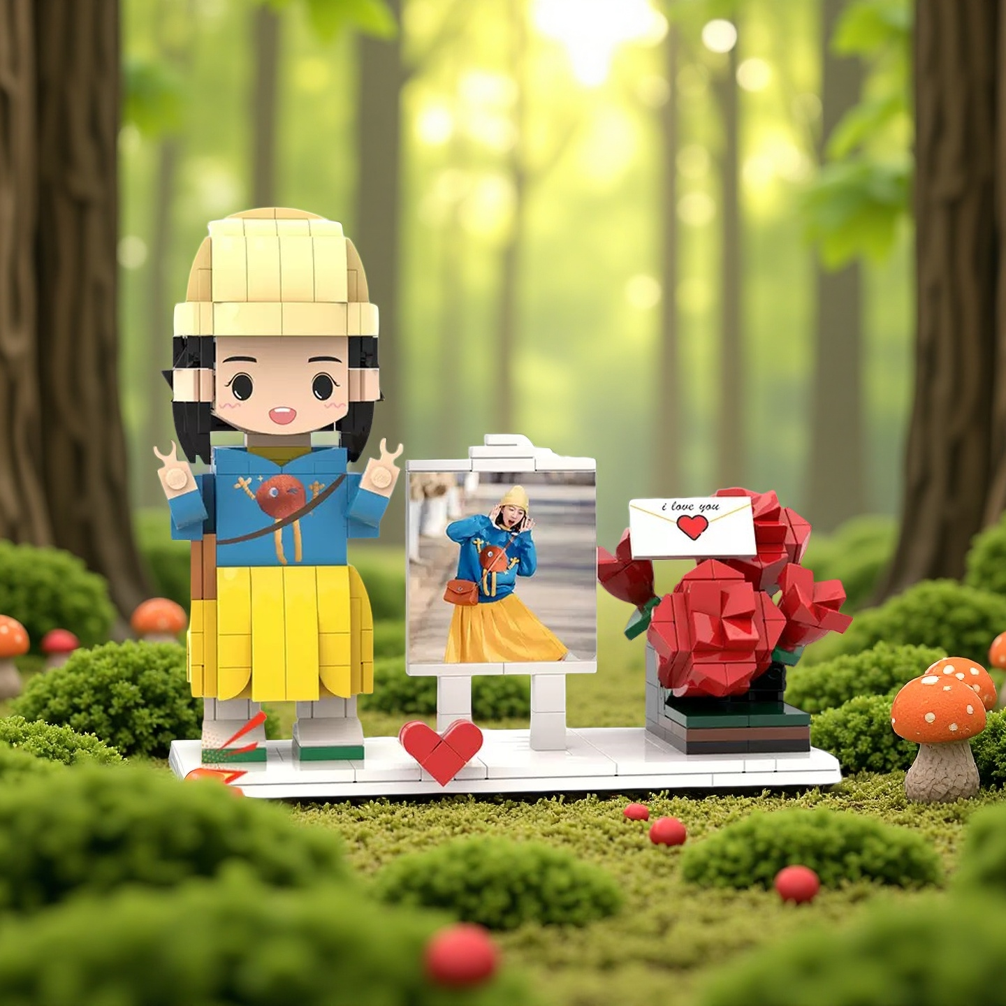 Mini-figurine de Saint-Valentin personnalisée – Cadeau de couple en briques personnalisé