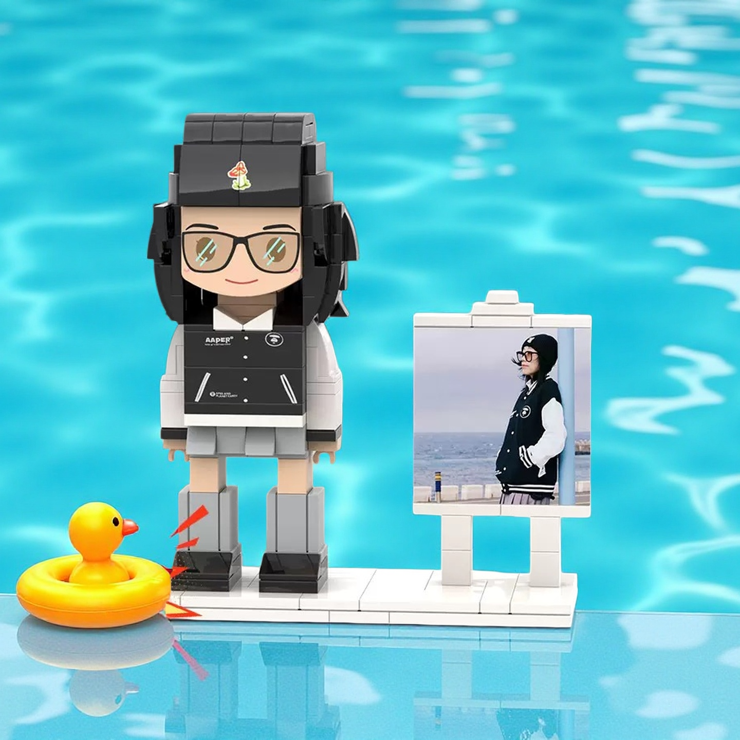 Cadre Photo pour Mini-Figurine Personnalisée – Figurine en Briques Personnalisée avec Votre Photo