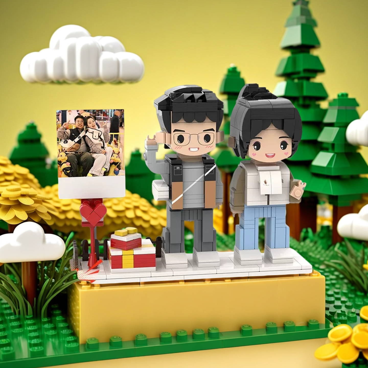Cadre Photo pour Mini-Figurine Personnalisée – Figurine en Briques Personnalisée avec Votre Photo