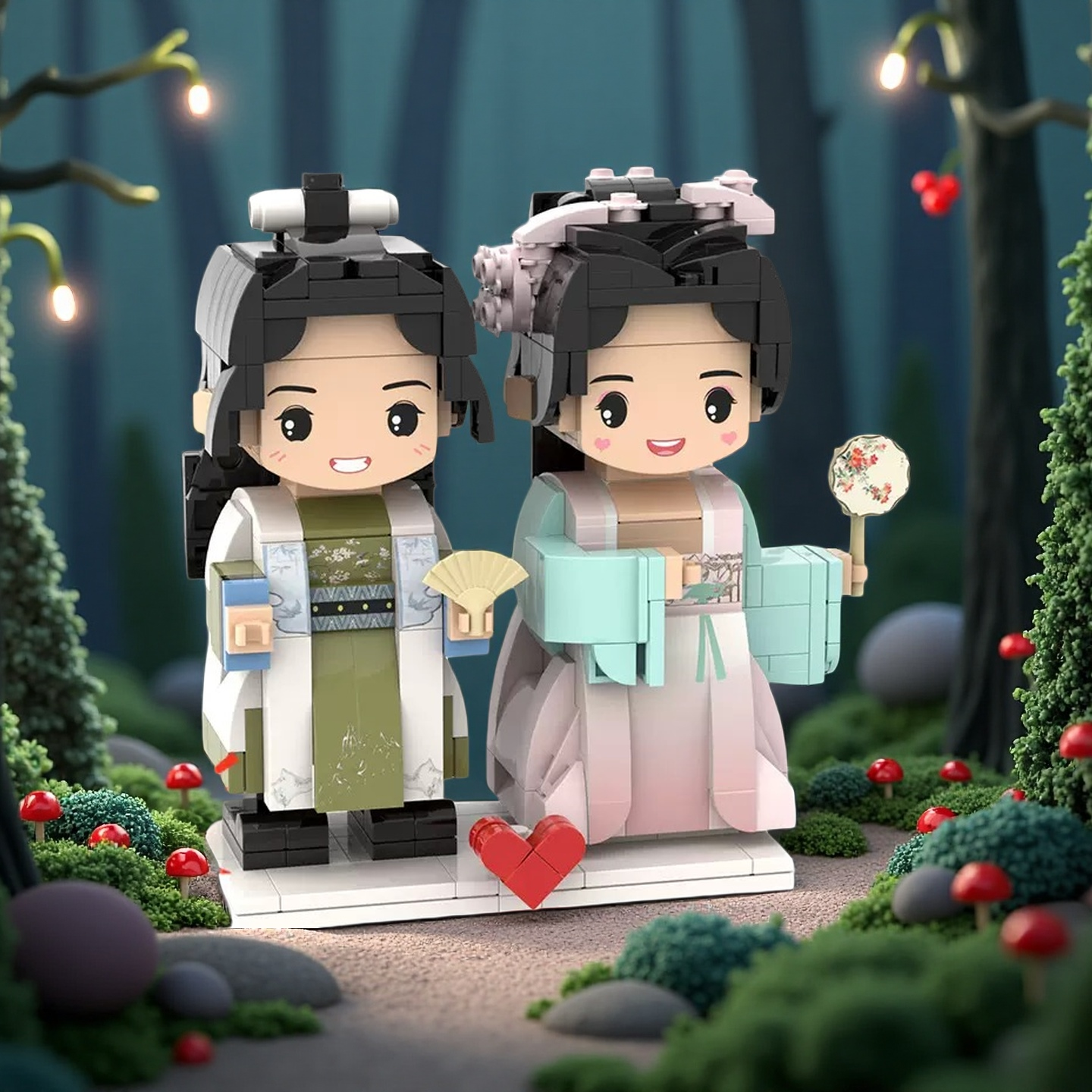 Mini-figurine de Saint-Valentin personnalisée – Cadeau de couple en briques personnalisé