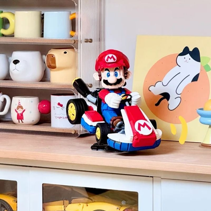 Ensemble de blocs de construction Mario Kart – Grande figurine Mario avec kart de course emblématique
