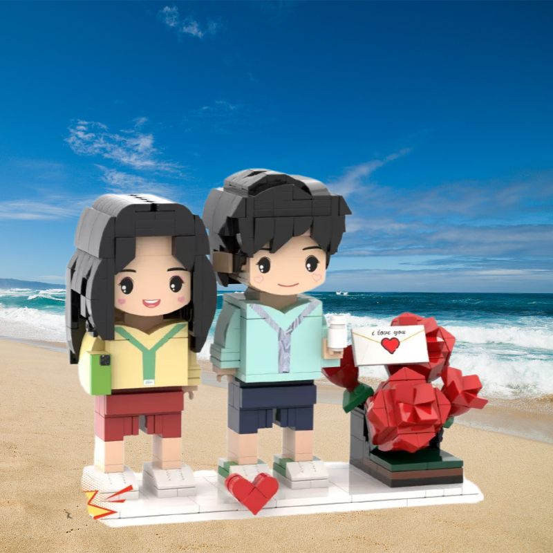 Mini-figurine de Saint-Valentin personnalisée – Cadeau de couple en briques personnalisé