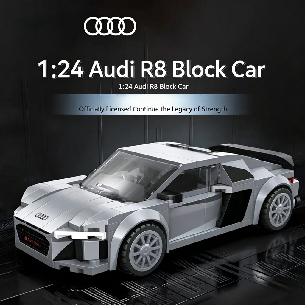 Audi R8 Coupé 199pcs Blocs de Construction | Modèle de Voiture en Briques Speed Champion à l'Échelle 1:24 | Le Meilleur Cadeau pour les Fans d'Audi et les Amateurs de Voitures