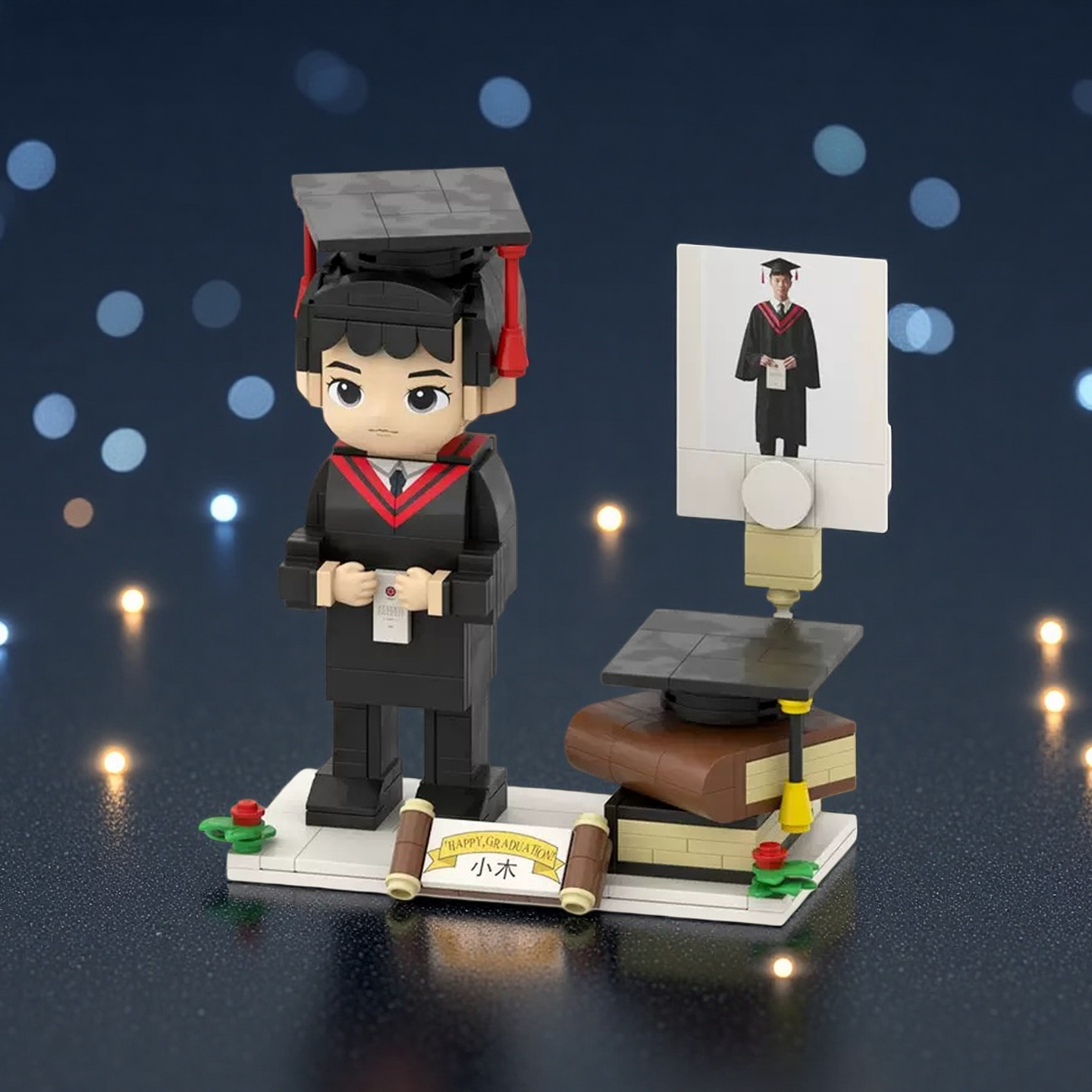 Custom Minifigure Photo Frame – Personalized Brick Figure with Your Photo