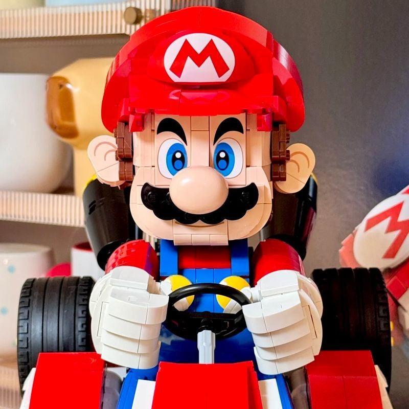 Ensemble de blocs de construction Mario Kart – Grande figurine Mario avec kart de course emblématique