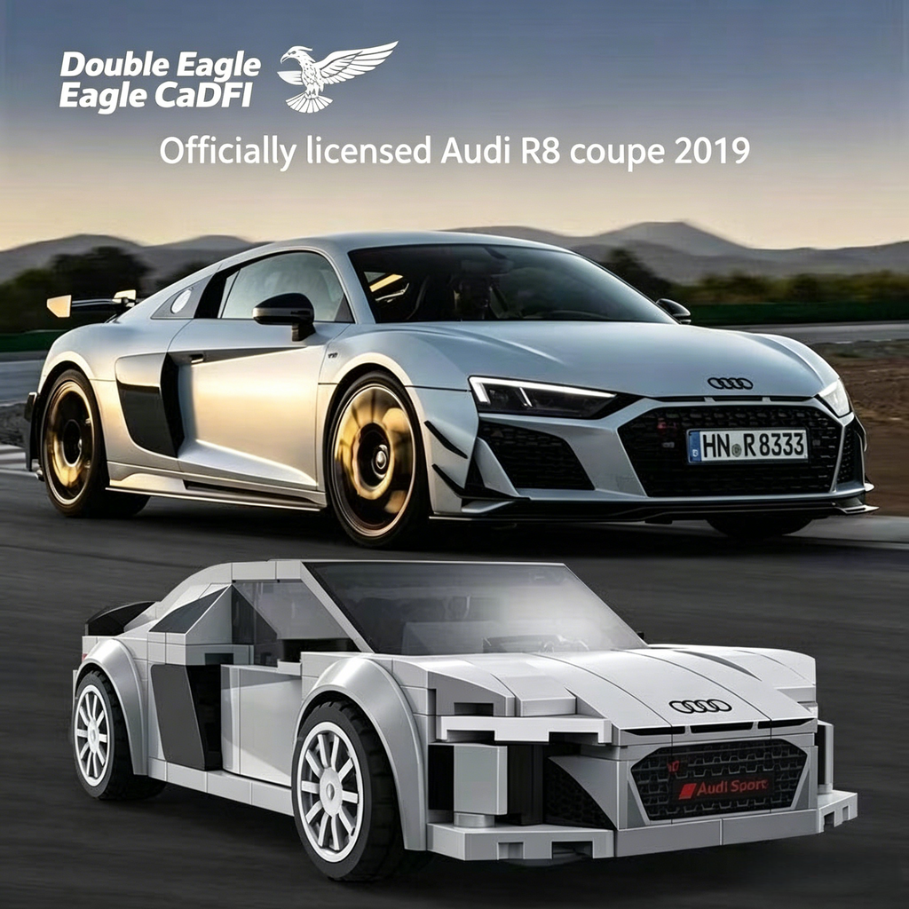 Audi R8 Coupé 199pcs Blocs de Construction | Modèle de Voiture en Briques Speed Champion à l'Échelle 1:24 | Le Meilleur Cadeau pour les Fans d'Audi et les Amateurs de Voitures
