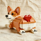 🐶Ensemble de briques « J'adore le Corgi » – Construction de collection pour les amoureux des corgis