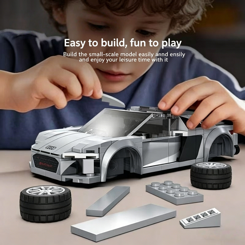 Audi R8 Coupé 199pcs Blocs de Construction | Modèle de Voiture en Briques Speed Champion à l'Échelle 1:24 | Le Meilleur Cadeau pour les Fans d'Audi et les Amateurs de Voitures