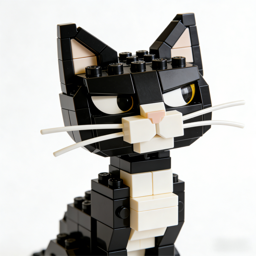Ensemble de briques Chat Overdramatic Side-Eye – Modèle de chat amusant et distant 🐈‍⬛