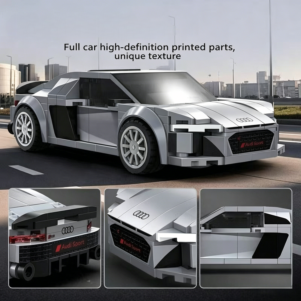 Audi R8 Coupé 199pcs Blocs de Construction | Modèle de Voiture en Briques Speed Champion à l'Échelle 1:24 | Le Meilleur Cadeau pour les Fans d'Audi et les Amateurs de Voitures
