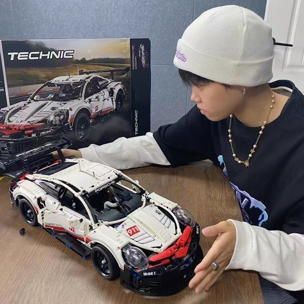 1580 pièces Technic Porsche 911 RSR Supercar - Grand ensemble de construction à l'échelle 1:10