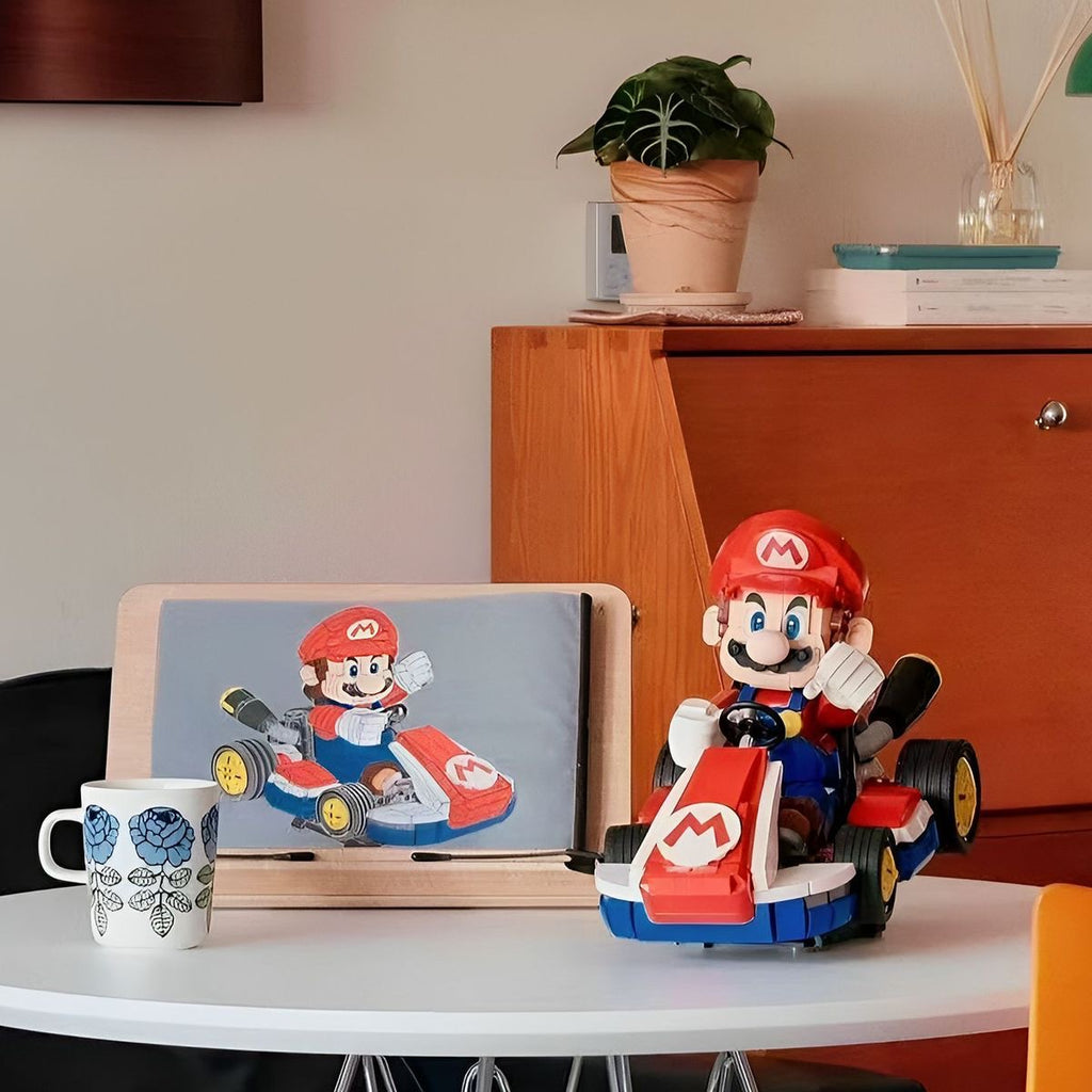 Ensemble de blocs de construction Mario Kart – Grande figurine Mario avec kart de course emblématique