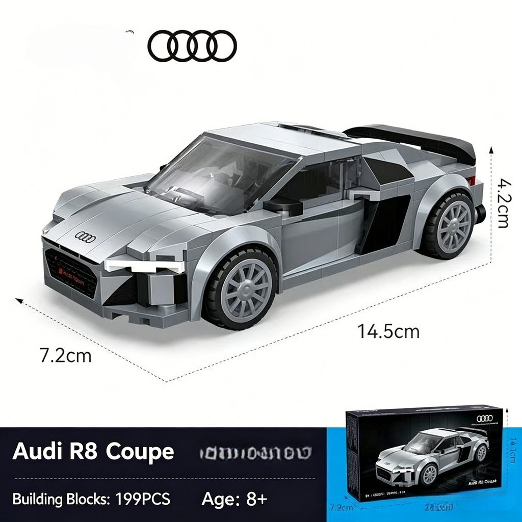Audi R8 Coupé 199pcs Blocs de Construction | Modèle de Voiture en Briques Speed Champion à l'Échelle 1:24 | Le Meilleur Cadeau pour les Fans d'Audi et les Amateurs de Voitures