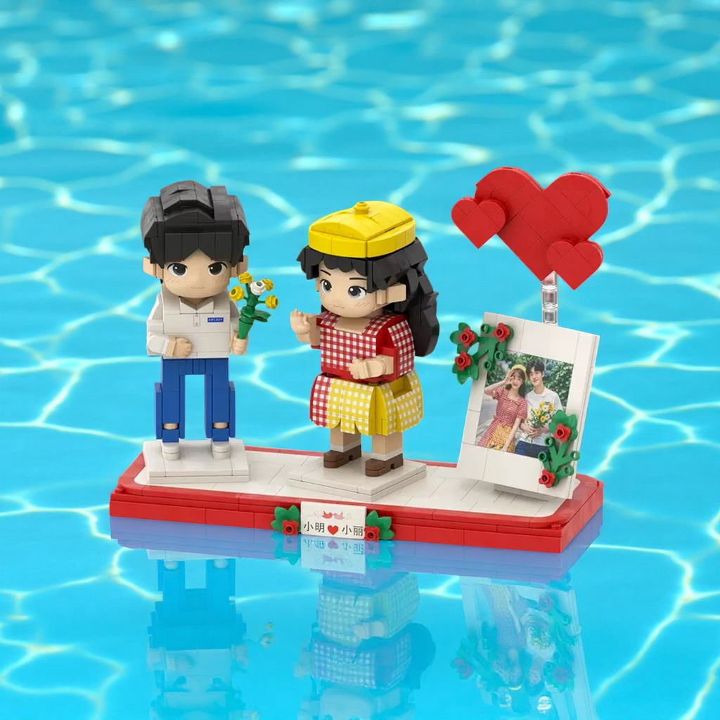 Mini-figurine de Saint-Valentin personnalisée – Cadeau de couple en briques personnalisé
