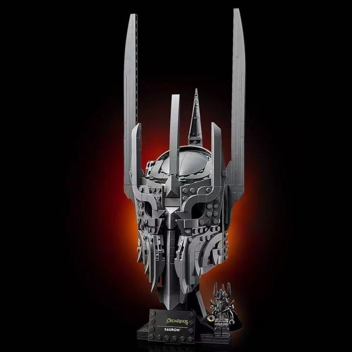 Seigneur des Anneaux : Ensemble de construction du casque de Sauron – 538 pièces | Buste de présentation taille réelle | Figurine de Sauron