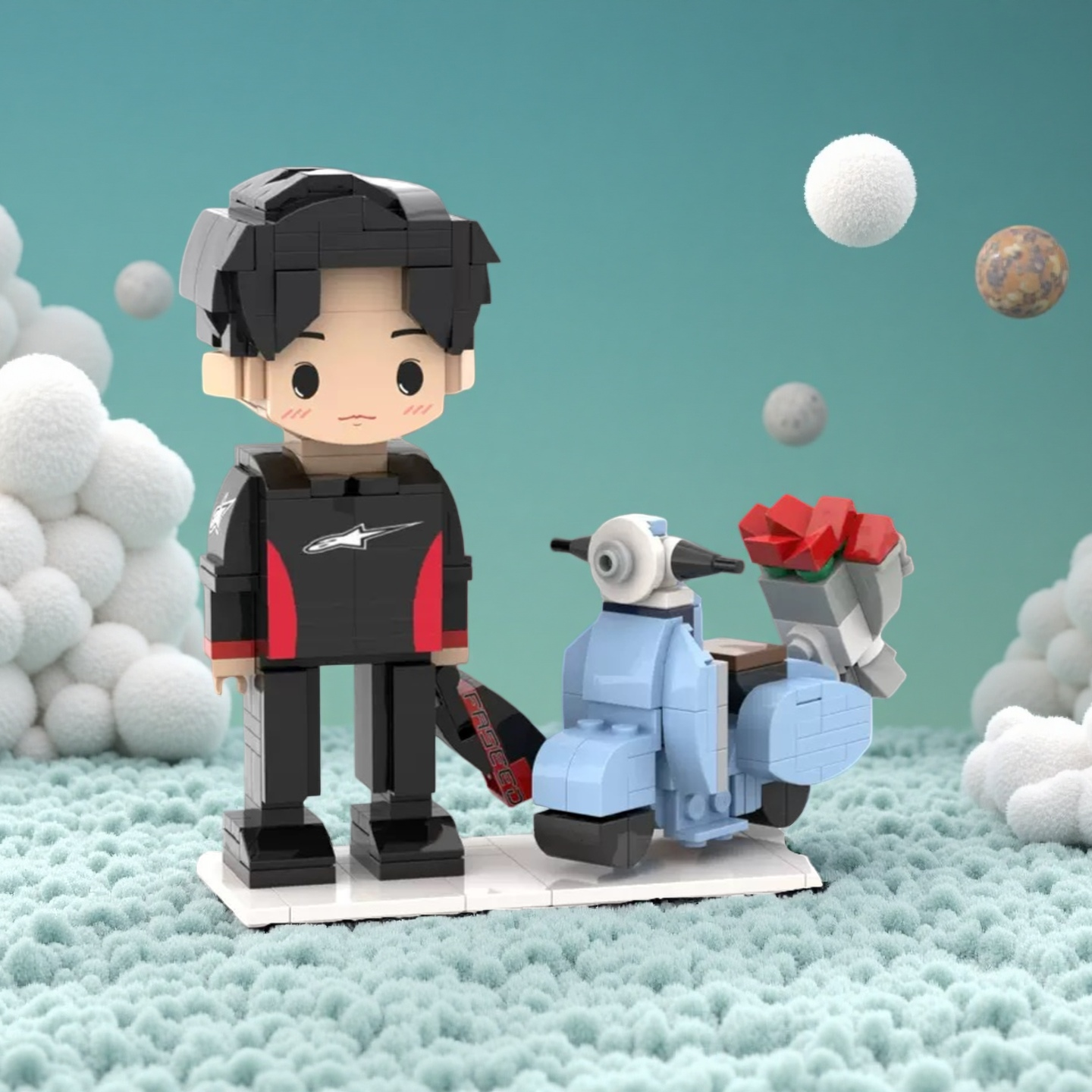 Mini-figurine de Saint-Valentin personnalisée – Cadeau de couple en briques personnalisé