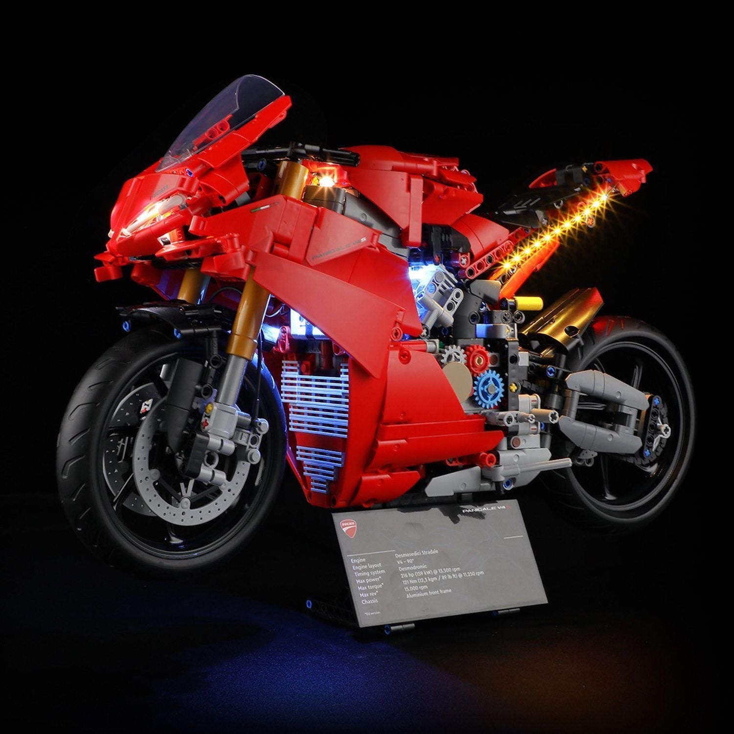 Ensemble de blocs de construction Ducati Panigale V4 S avec kit d'éclairage LED – 1603 pièces