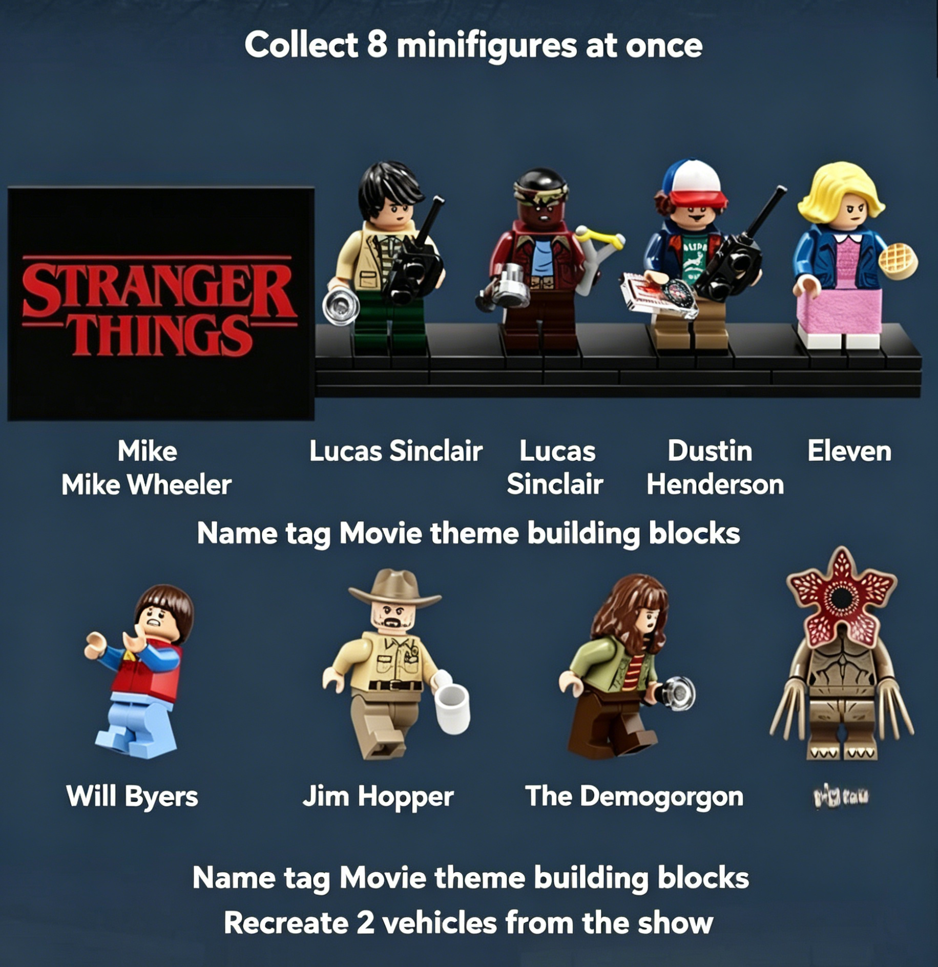 Stranger Things : L'ensemble de blocs de construction du Monde à l'envers – 2287 pièces | 8 figurines | Briques lumineuses