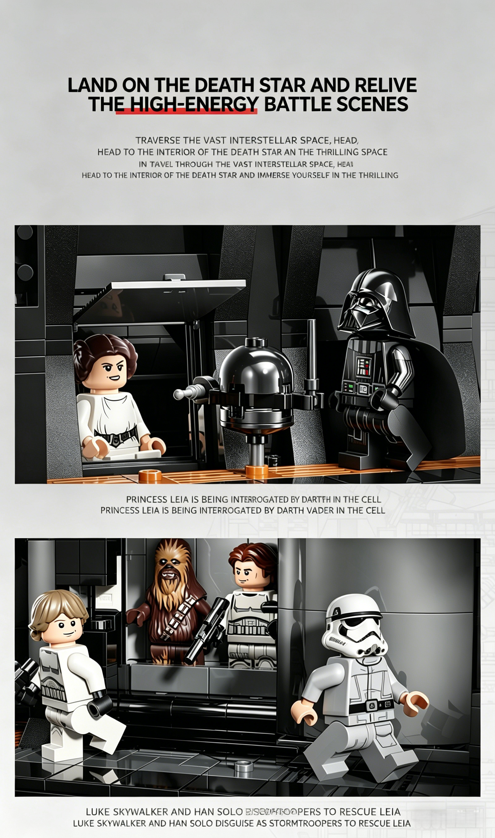 Ensemble de construction LEGO Star Wars Étoile de la Mort – 9023 pièces | 79 cm | Scènes intérieures multi-niveaux et figurines