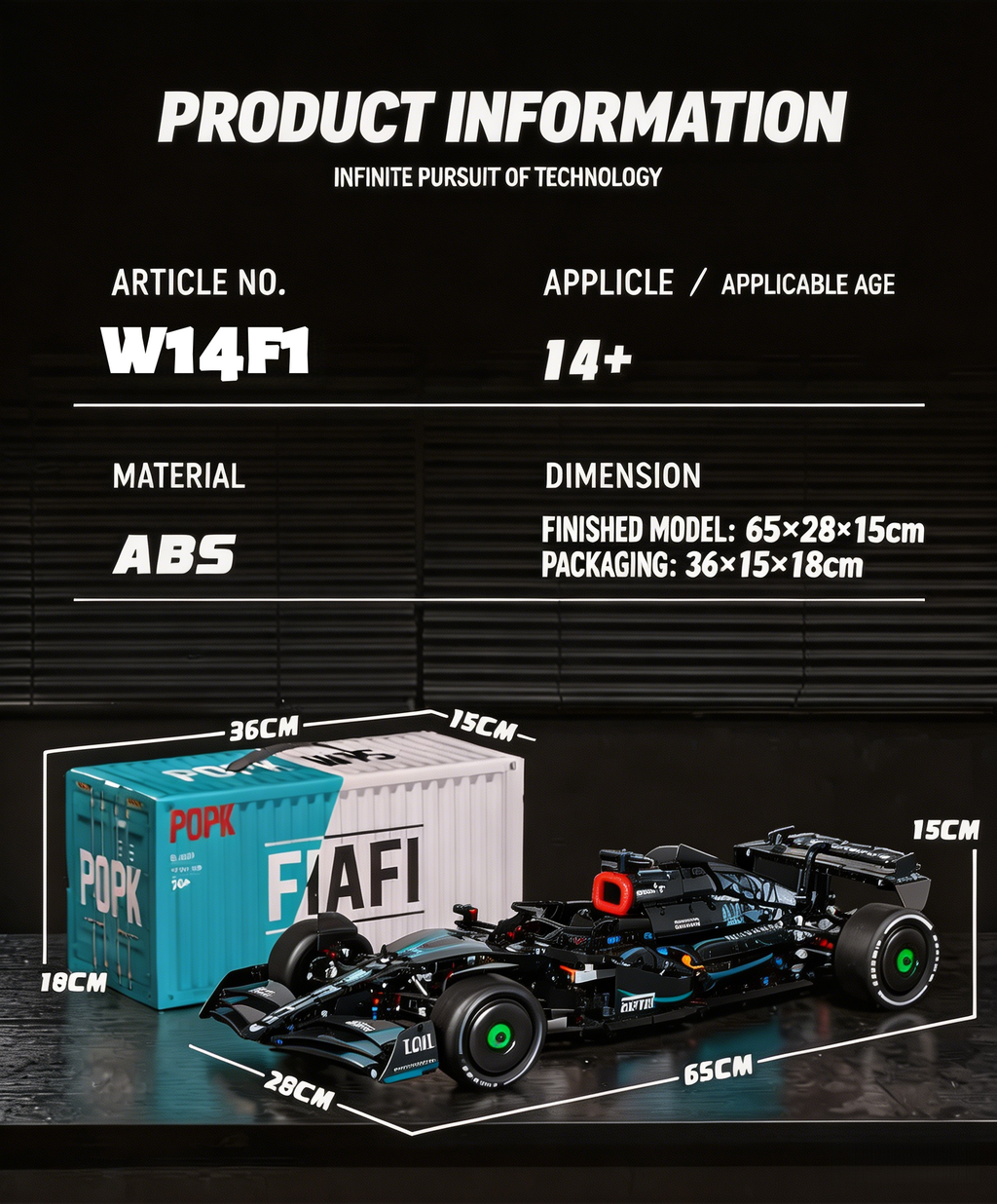 Maquette de construction Mercedes-AMG W14 F1 Performance à l'échelle 1:8 - 1936 pièces - MK6024