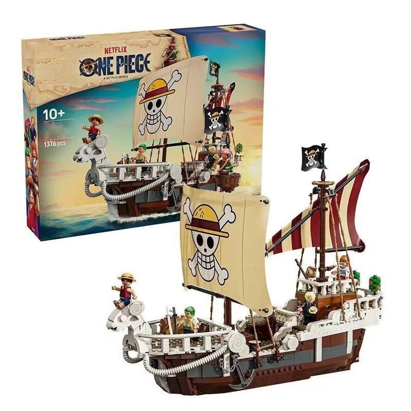 Ensemble de construction Bateau Pirate Going Merry One Piece – 1376 pièces | 6 figurines | Série Netflix