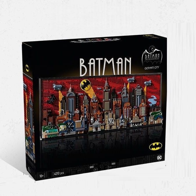 Batman: La Série Animée – Ensemble de Construction Skyline de Gotham City | Présentoir Mural de 76 cm | 4 Minifigurines
