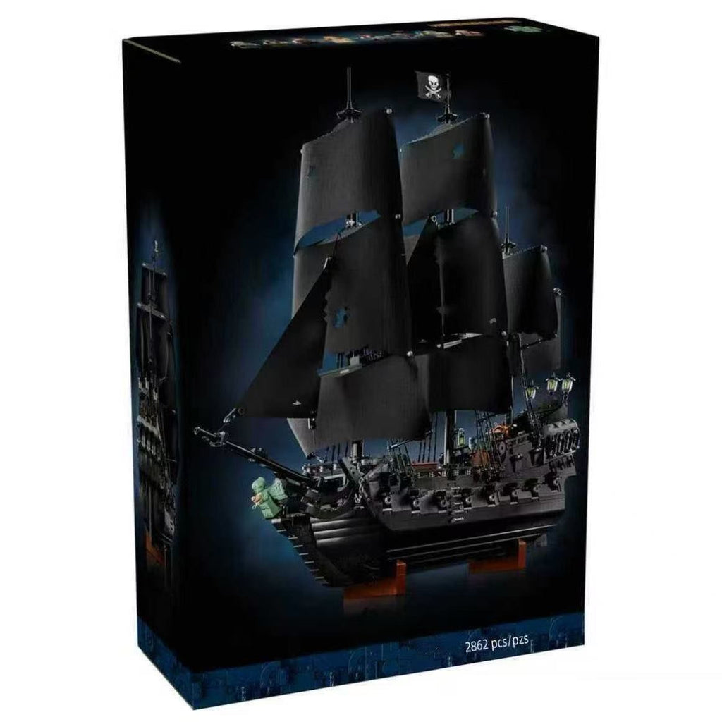 Black Pearl Pirate Ship Building Block Set – 2862 Pcs | Full Black Sails | Multiple Minifigures & Rowboat