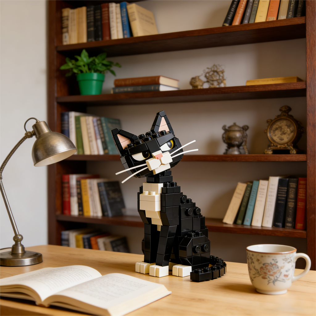 Ensemble de briques Chat Overdramatic Side-Eye – Modèle de chat amusant et distant 🐈‍⬛