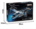 V-22 Osprey Tiltrotor Aircraft Building Block Set – 1480 Pcs | 70.7cm | 360° Rotating Propellers & Sliding Landing Gear
