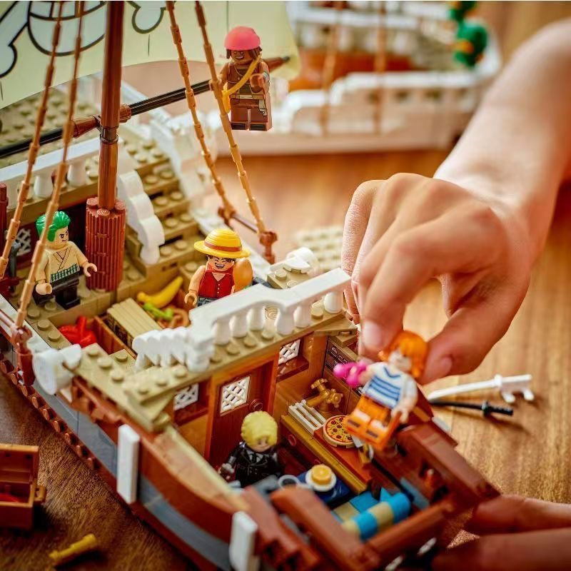 One Piece Going Merry Pirate Ship Building Block Set – 1376 Pcs | 6 Minifigures | Netflix Series