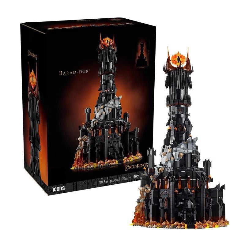 Le Seigneur des Anneaux : Ensemble de construction La Tour Sombre de Barad-dûr – 5471 pièces | Œil de Sauron Lumineux | Intérieur de 5 étages