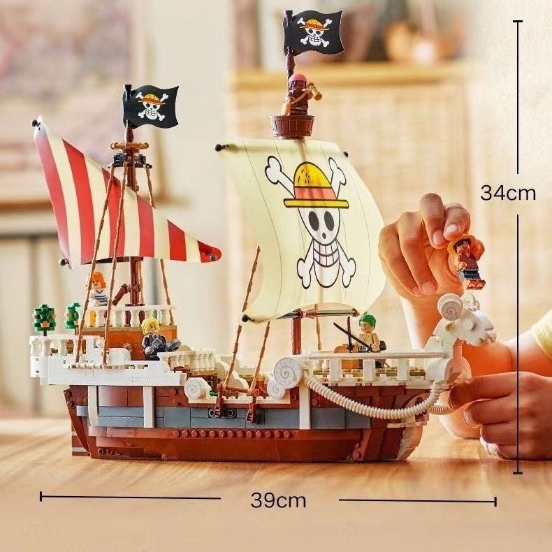 Ensemble de construction Bateau Pirate Going Merry One Piece – 1376 pièces | 6 figurines | Série Netflix