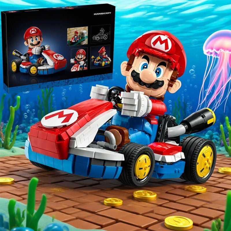 Ensemble de blocs de construction Mario Kart – Grande figurine Mario avec kart de course emblématique