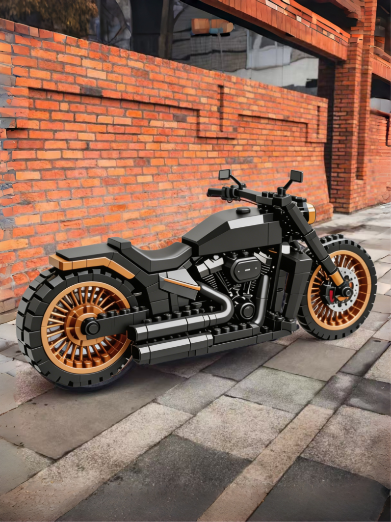 Finished motorcycle brick model example
